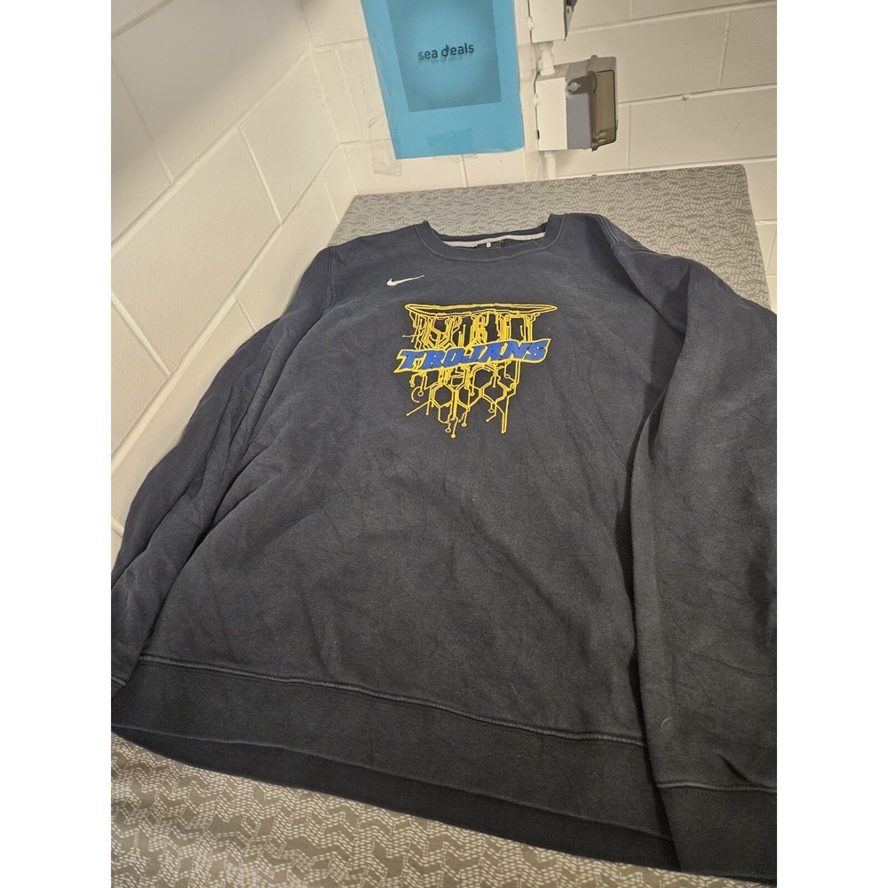 Vintage Trojans Sweatershirt‎ Mens Extra Large Black Therma Fit Pullover